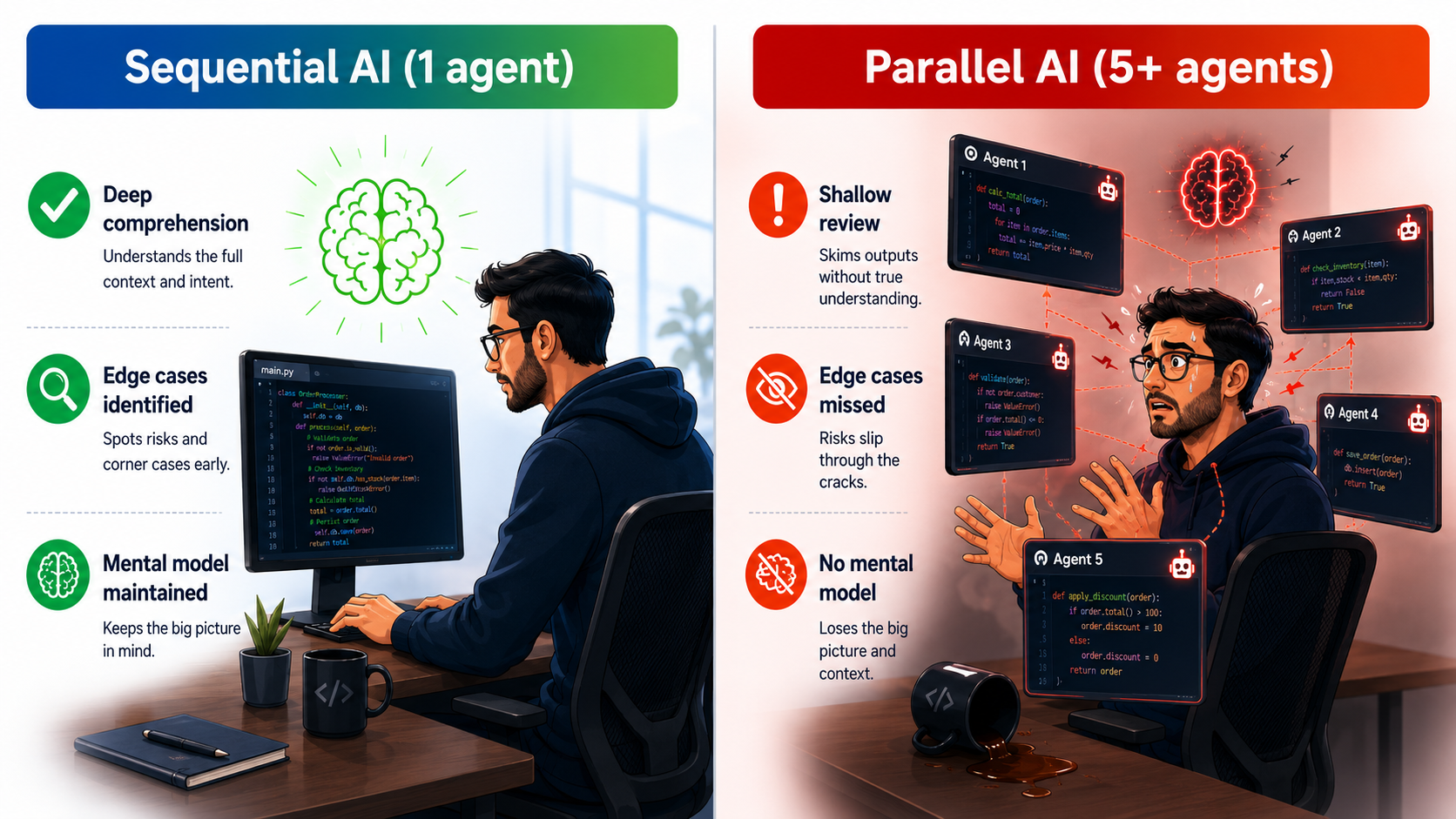 Hyper-parallelism: you become a router, not a reviewer